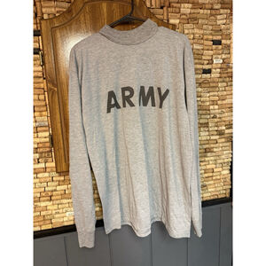 VTG Original Military Gray Army PT Shirt Long Sleeve Physical Training Tee Sz L